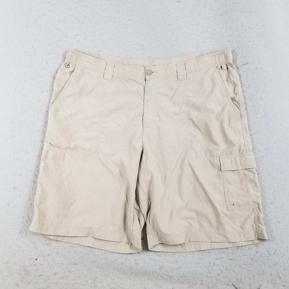 Columbia PFG Omni-Shade Shorts Mens 40W Beige Cargo Outdoor Sun Protection Nylon